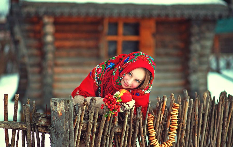Sexy girl Women in Slavic costumes in Munich